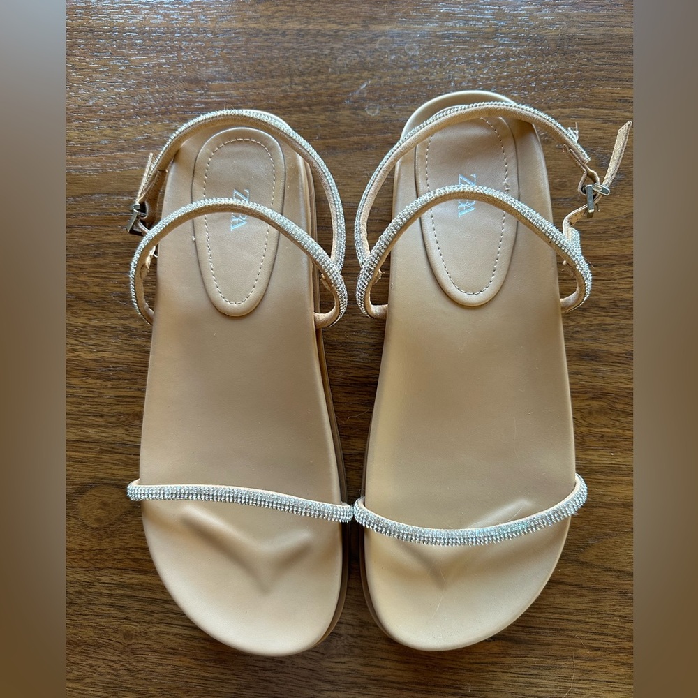Zara crystal molded footbed sandals